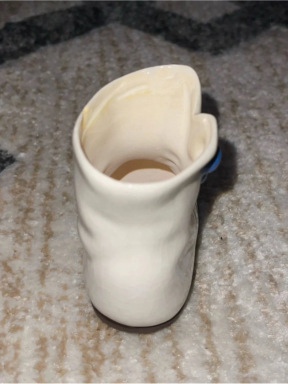 Vintage ceramic baby boy bootie shoe ornament
